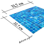 Sparkly Sea Waves Mixed Squares Glass Pool Tile | Tile Club