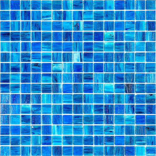 Sparkly Ocean Waves Mixed Squares Glass Pool Tile