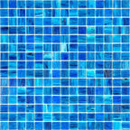 Sparkly Sea Waves Mixed Squares Glass Pool Tile Sample