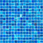 Sparkly Sea Waves Mixed Squares Glass Pool Tile Sample