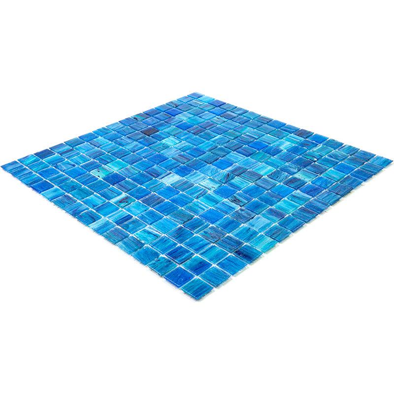 Sparkly Sea Waves Mixed Squares Glass Pool Tile | Tile Club