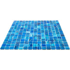 Sparkly Sea Waves Mixed Squares Glass Pool Tile | Tile Club