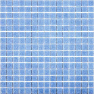 Speckled Periwinkle Blue Squares Glass Pool Tile Sample