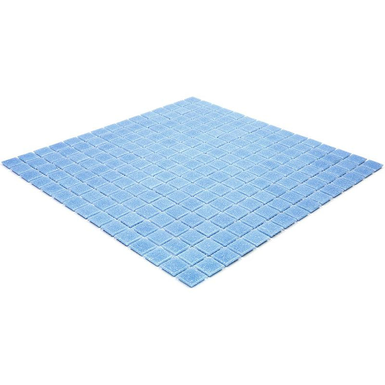 Speckled Periwinkle Blue Squares Glass Pool Tile | Tile Club