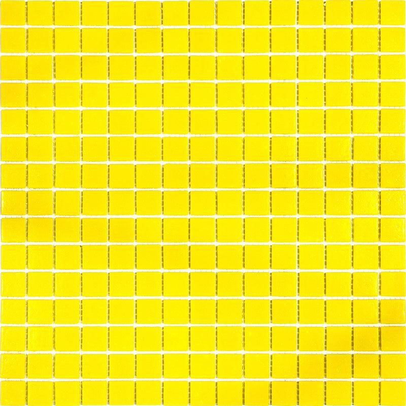 Speckled Lemon Yellow Glossy Squares Glass Pool Tile
