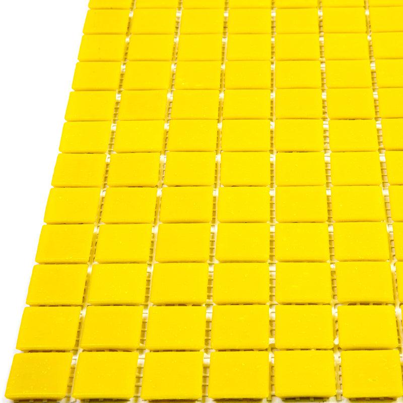 Lemon Yellow Squares Glass Pool Tile