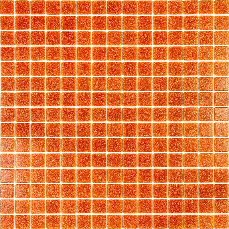 Speckled Orange Glossy Squares Glass Pool Tile