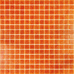 Speckled Orange Glossy Squares Glass Pool Tile
