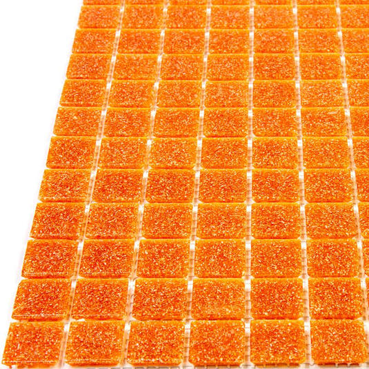 Speckled Orange Squares Glass Pool Tile | Tile Club