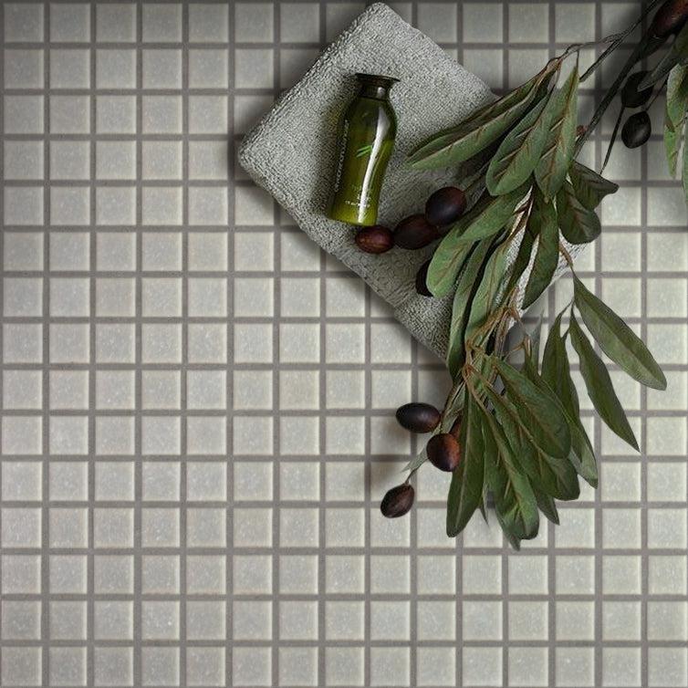 Speckled Shark Grey Glossy Squares Glass Pool Tile