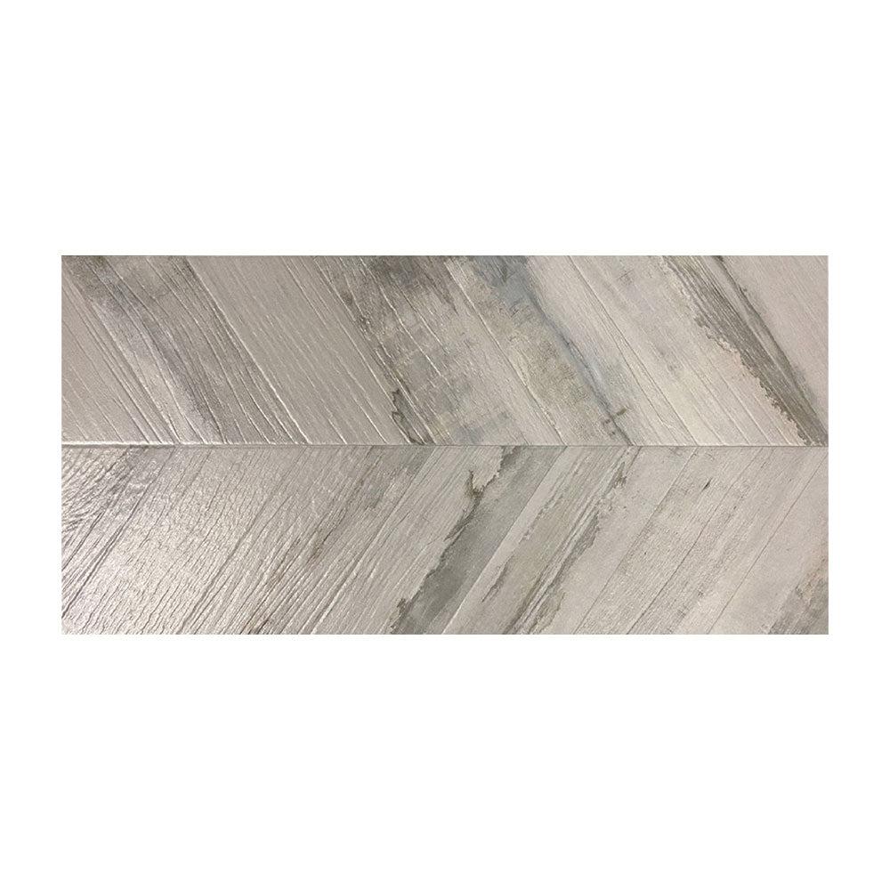Spiga Olson Gris Wood-Look Chevron Porcelain Tile Sample