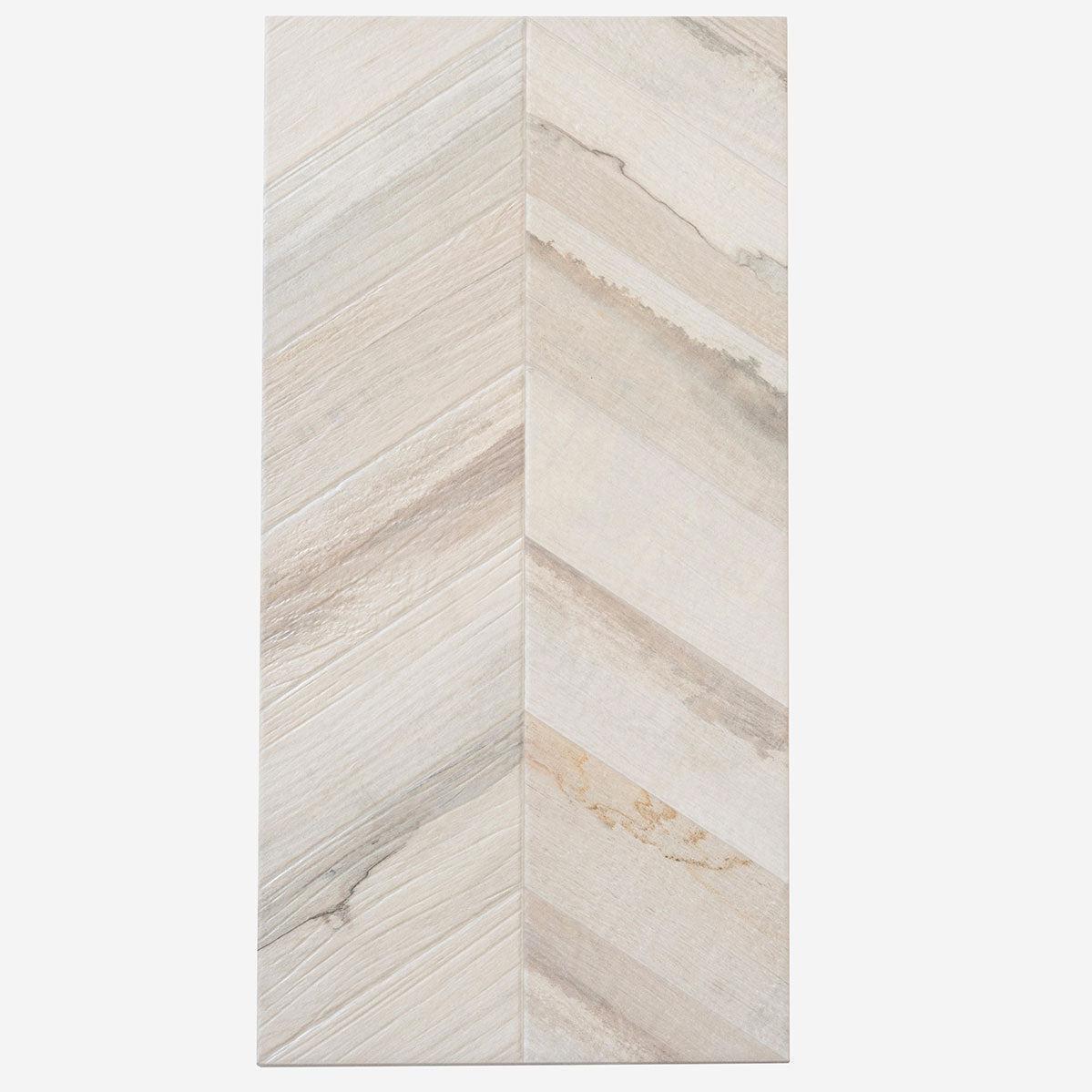 Spiga Olson Blanco Wood-Look Chevron Porcelain Tile