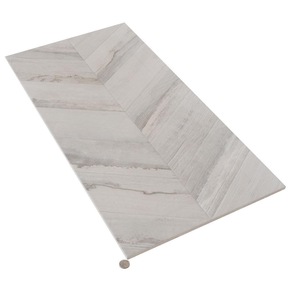 Spiga Olson Gris Wood-Look Chevron Porcelain Tile