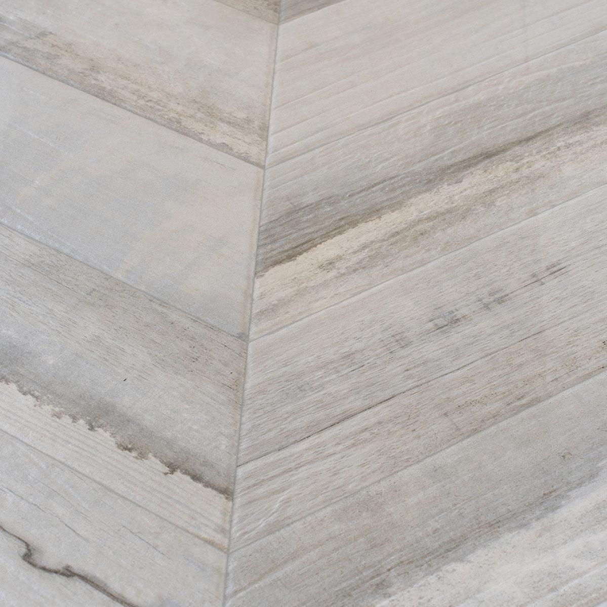 Spiga Olson Gris Wood-Look Chevron Porcelain Tile