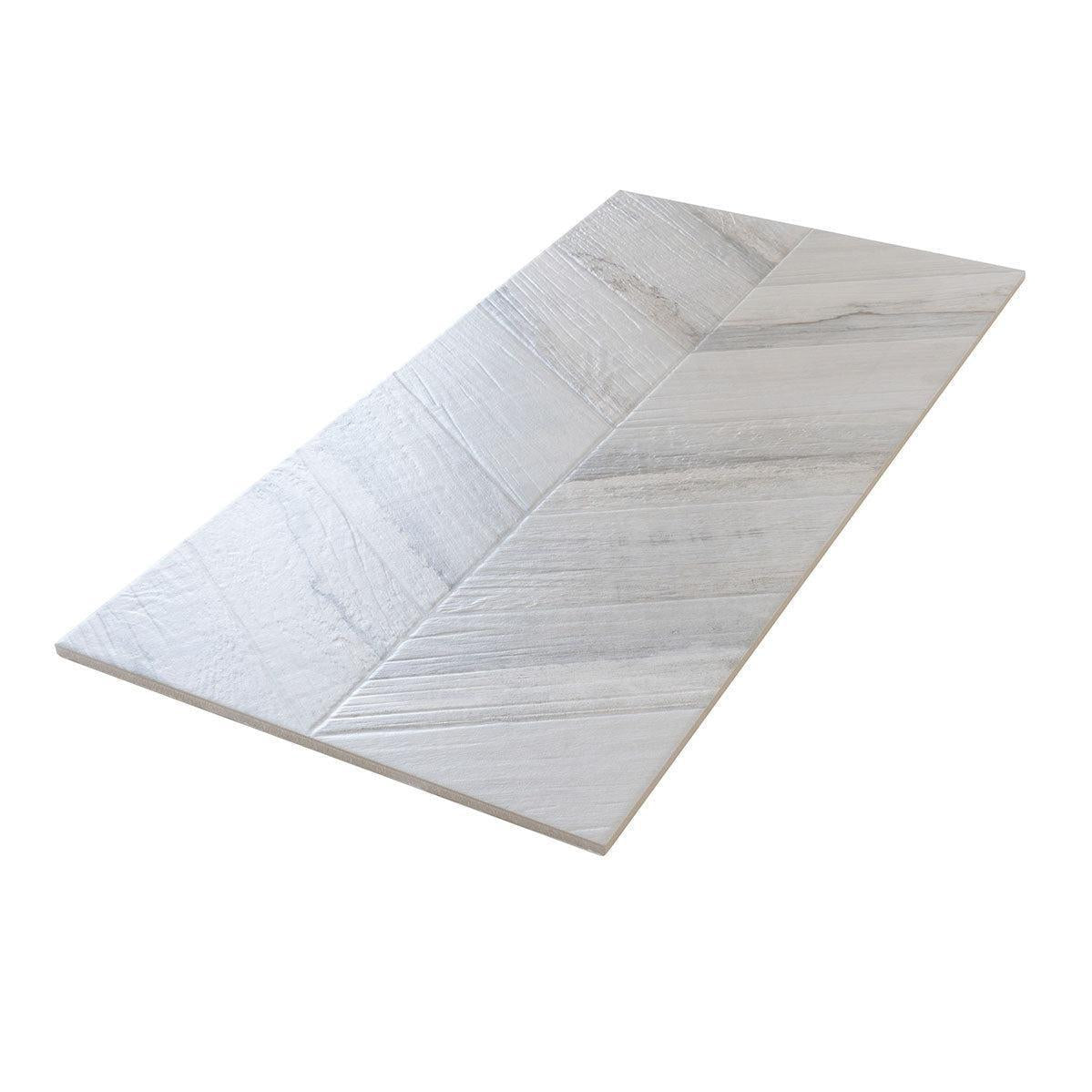 Spiga Olson Gris Wood-Look Chevron Porcelain Tile