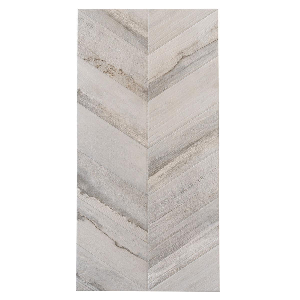Spiga Olson Gris Wood-Look Chevron Porcelain Tile
