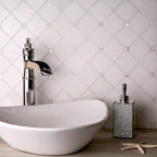 Square Rombus Pearl White Thassos Shell Tile Bathroom Backsplash