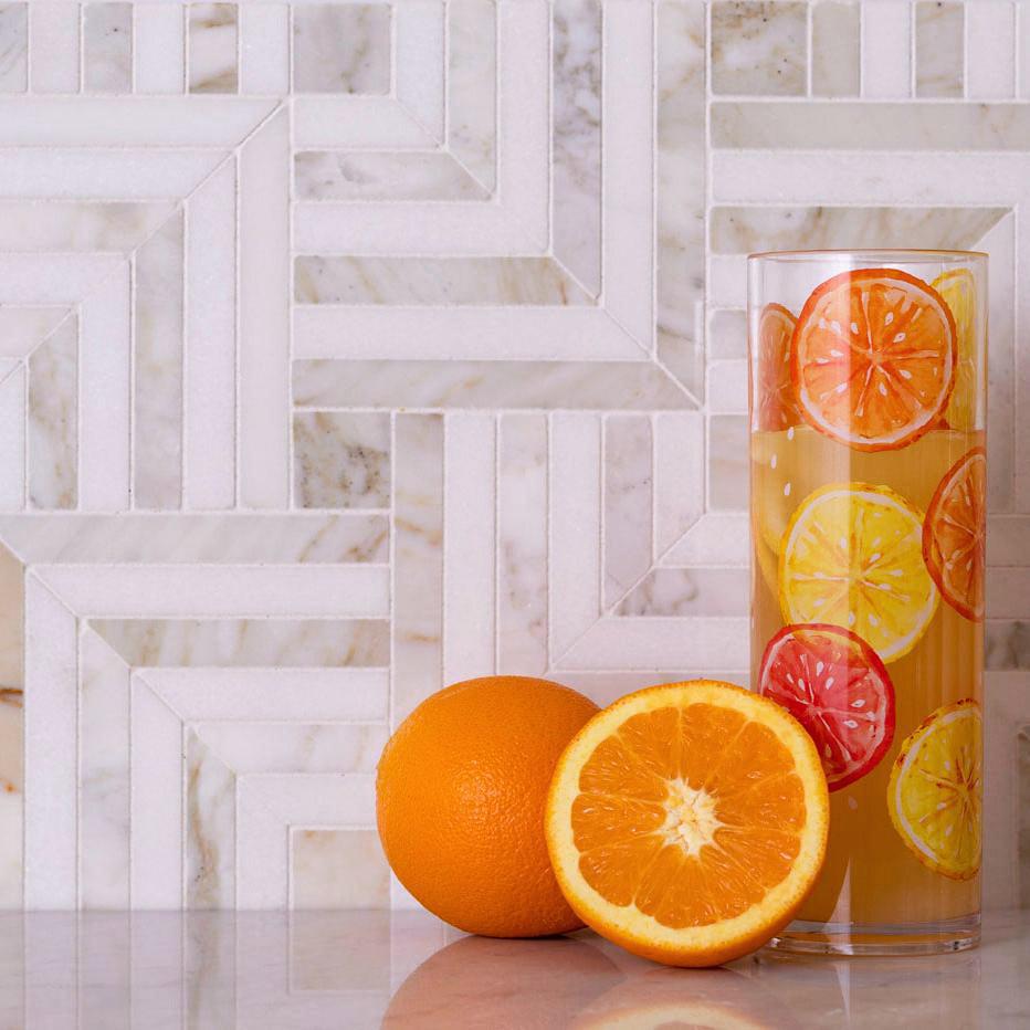 Square Weave Calacatta Gold & Thassos Mosaic Tile Online Tile Store