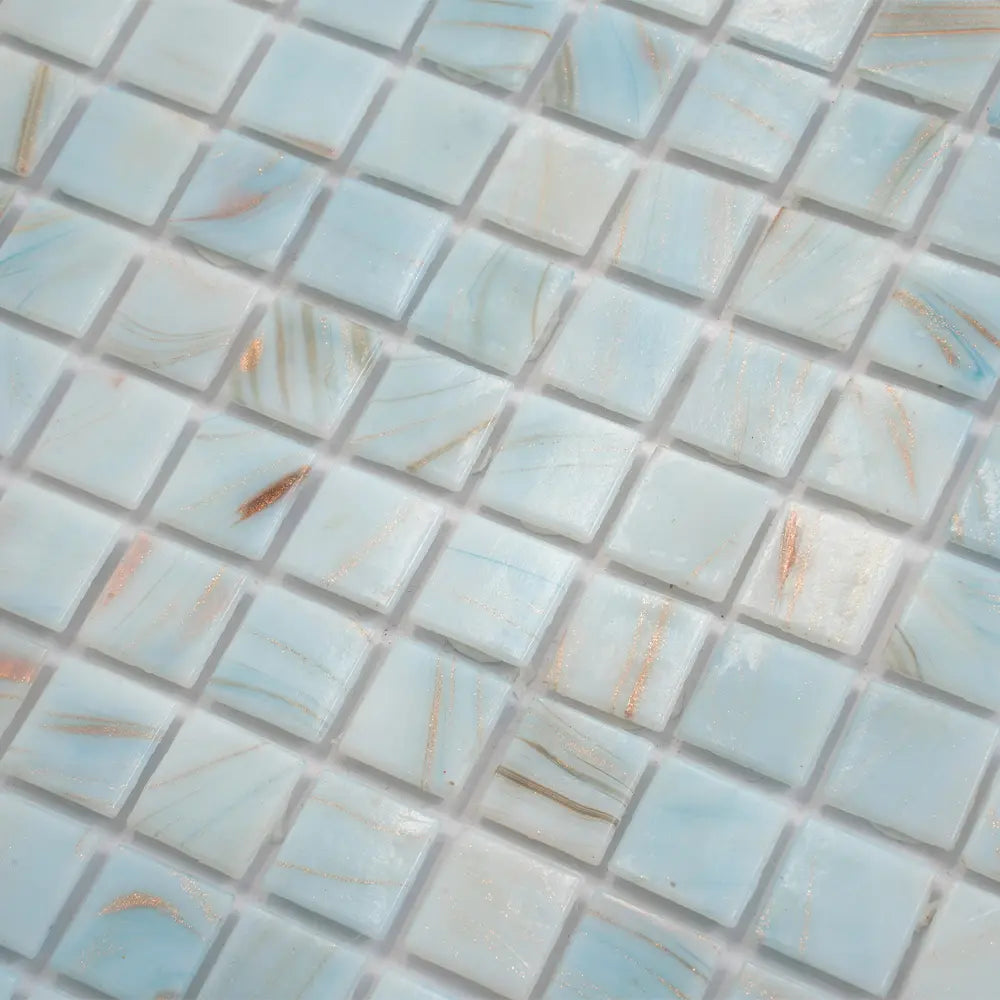White Sand Mixed Squares Glass Squares Pool Tile | Tile Club