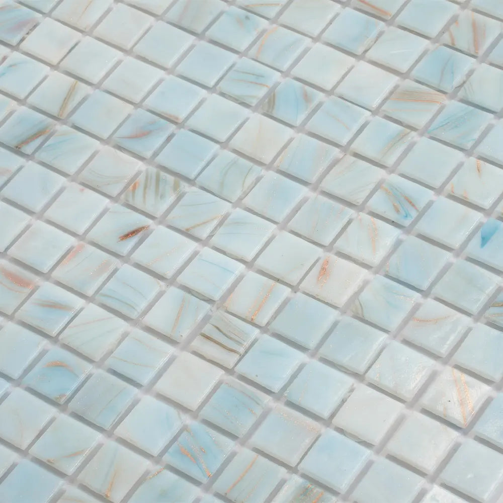 White Sand Mixed Squares Glass Squares Pool Tile | Tile Club
