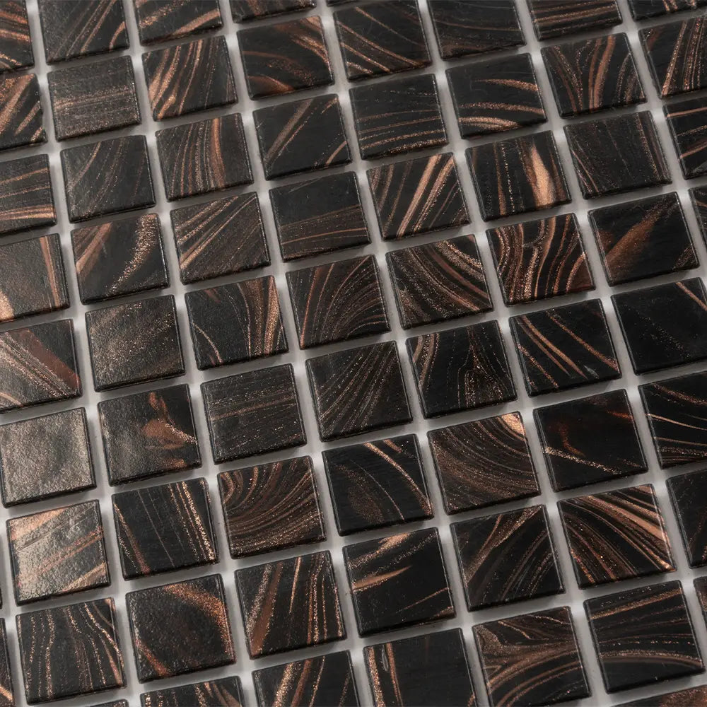 Espresso Shimmer Mixed Squares Glass Pool Tile | Tile Club