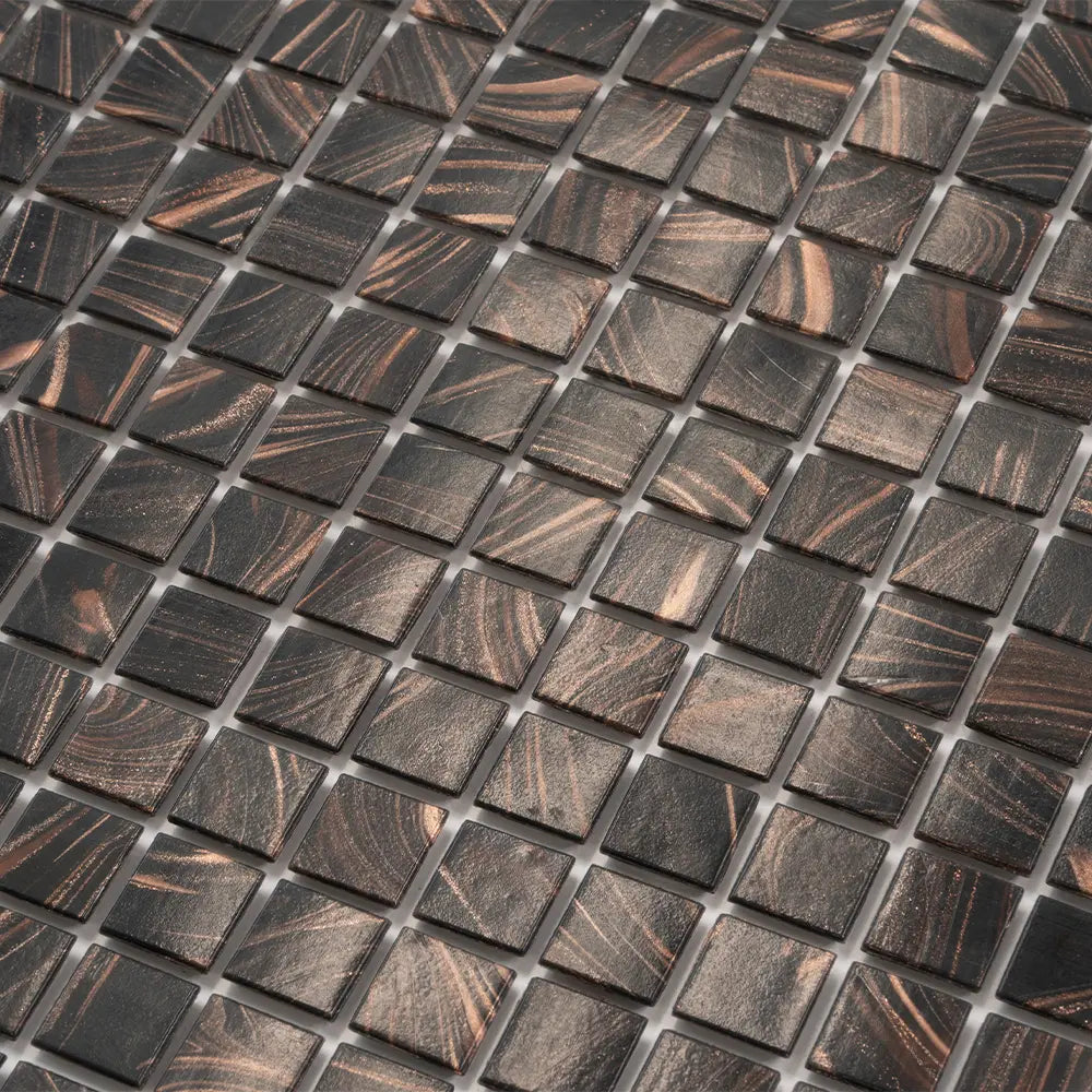 Espresso Shimmer Mixed Squares Glass Pool Tile | Tile Club