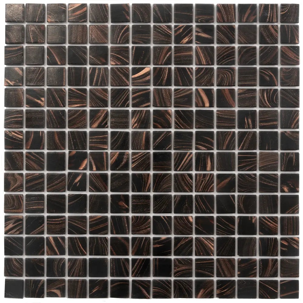 Espresso Shimmer Mixed Squares Glass Pool Tile | Tile Club