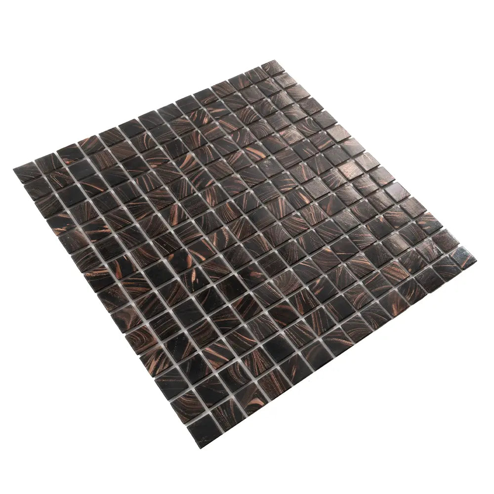 Espresso Shimmer Mixed Squares Glass Pool Tile | Tile Club