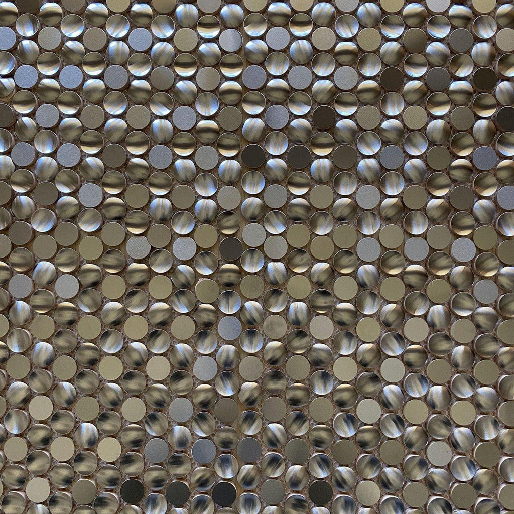 Stainless Steel Penny Pebble Metal Mosaic Tile | Tile Club