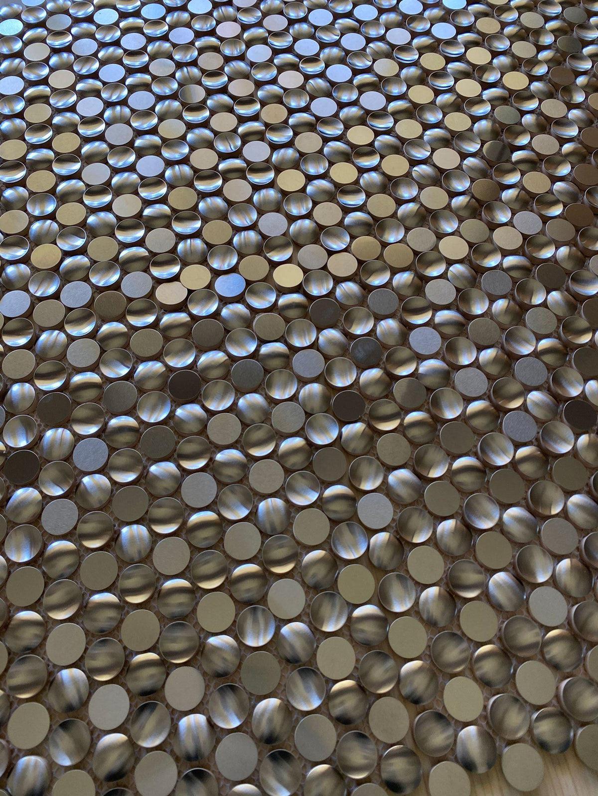 Stainless Steel Penny Pebble Metal Mosaic Tile | Tile Club