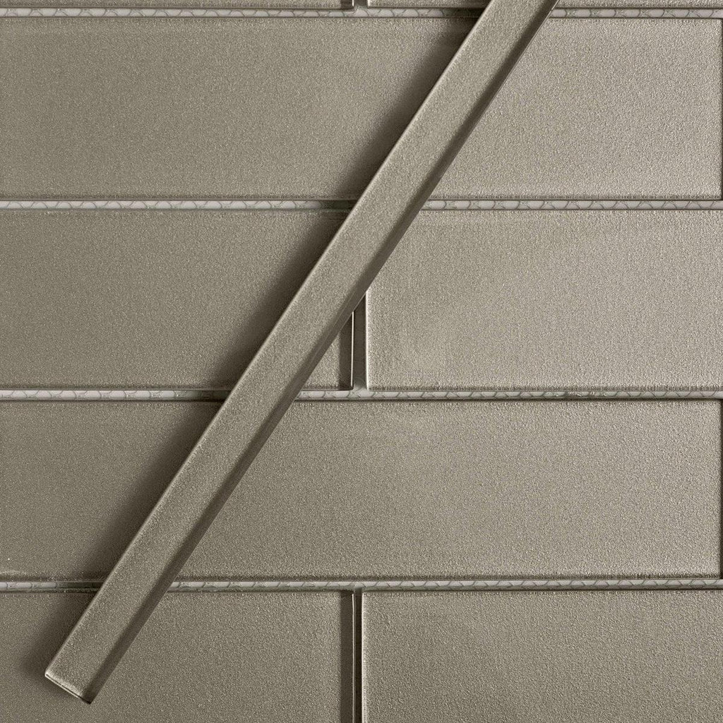 Stardust Ash Pencil Glass Molding and Tile Trim