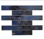 Stardust Blue Glass Mosaic Subway Tile 2X8 Sample