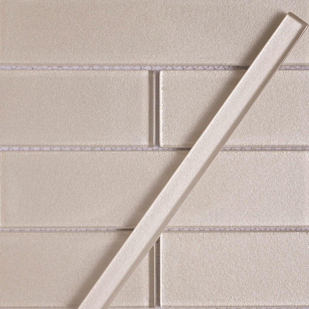 Stardust Sand Pencil Glass Molding and Tile Trim