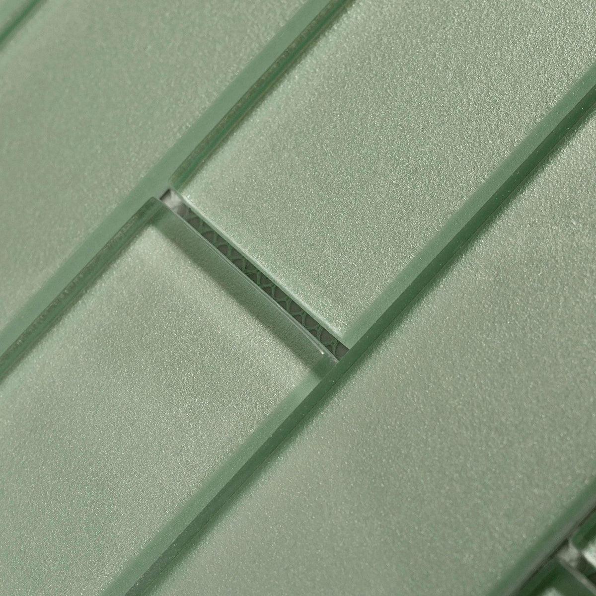 Green glass subway tile mosaic