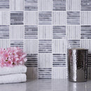 Sticks Carrara & Bardiglio Marble Mosaic Tile
