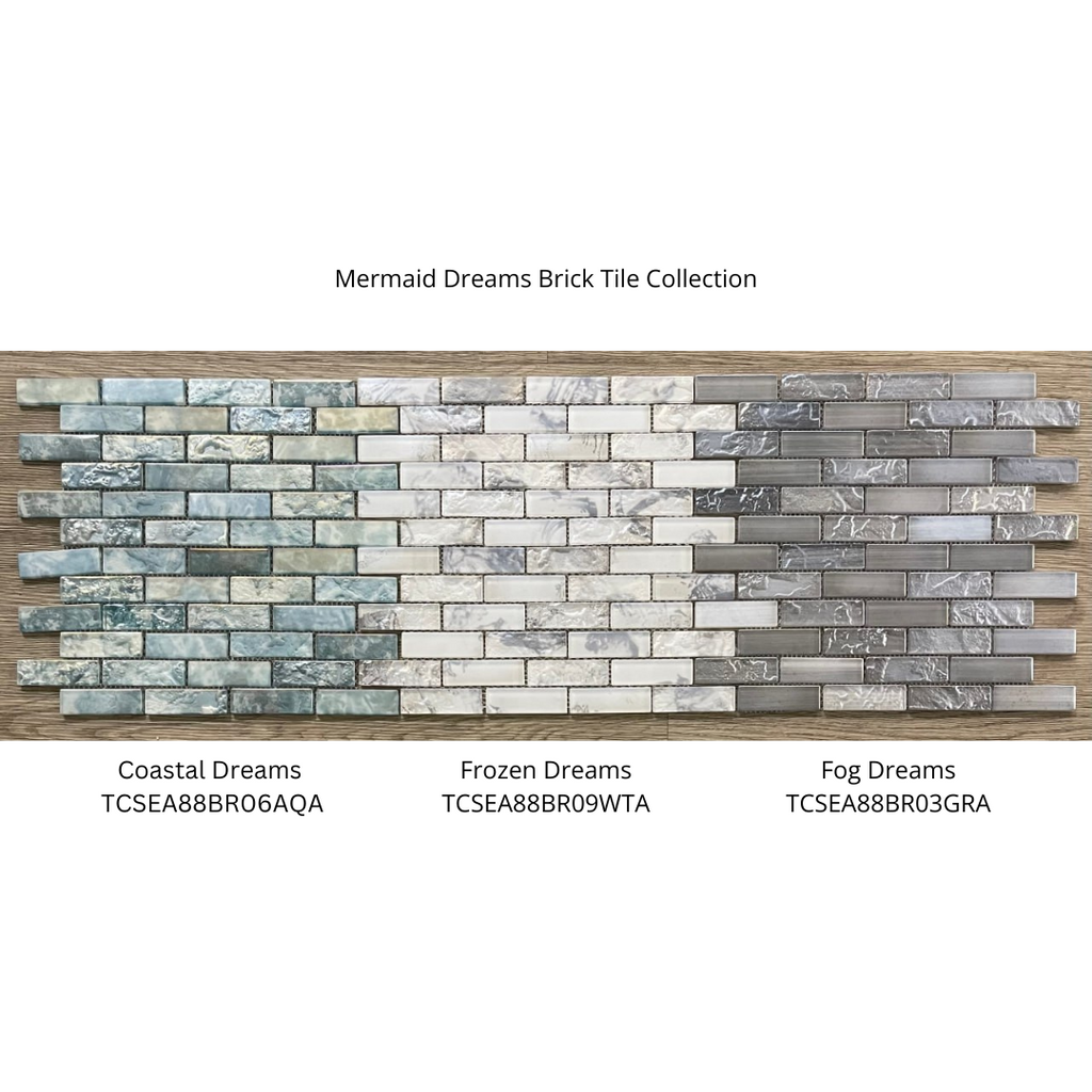 Fog Dreams Brick Glass Mosaic Tile | Tile Club