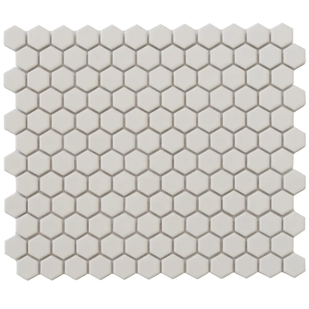 1'' White Matte Hexagon Porcelain Mosaic | Tile Club