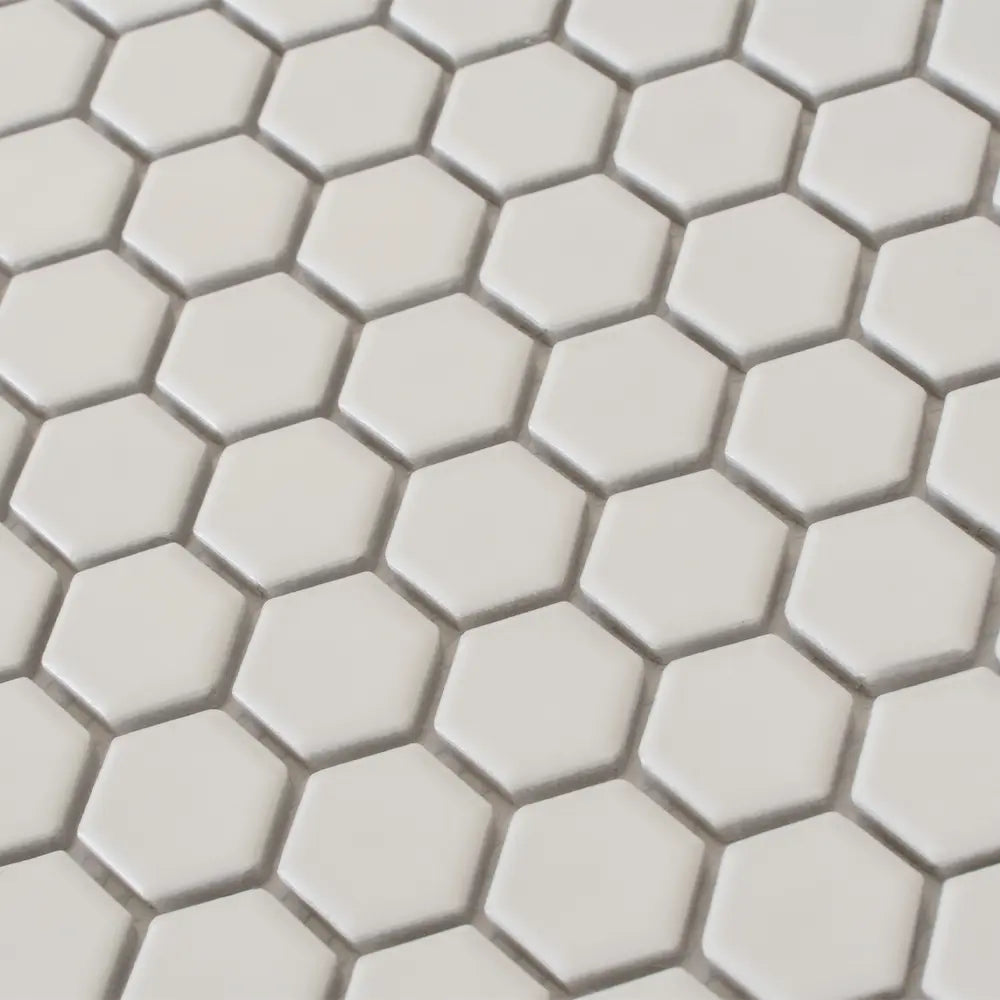 1'' White Matte Hexagon Porcelain Mosaic | Tile Club