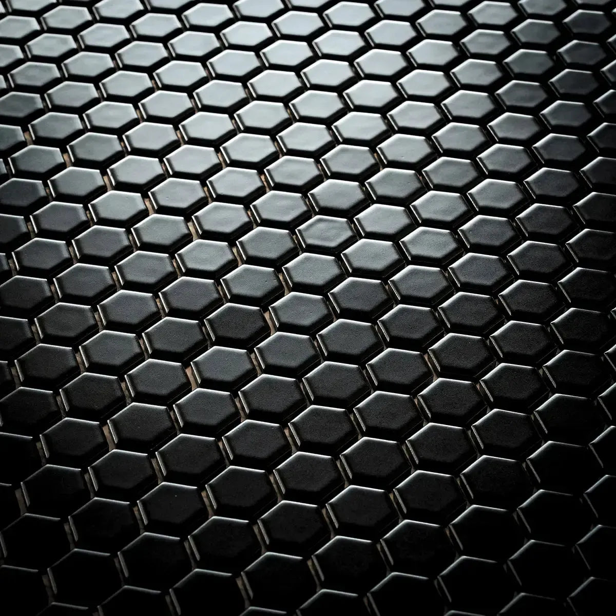 1'' Black Matte Hexagon Porcelain Mosaic | Tile Club