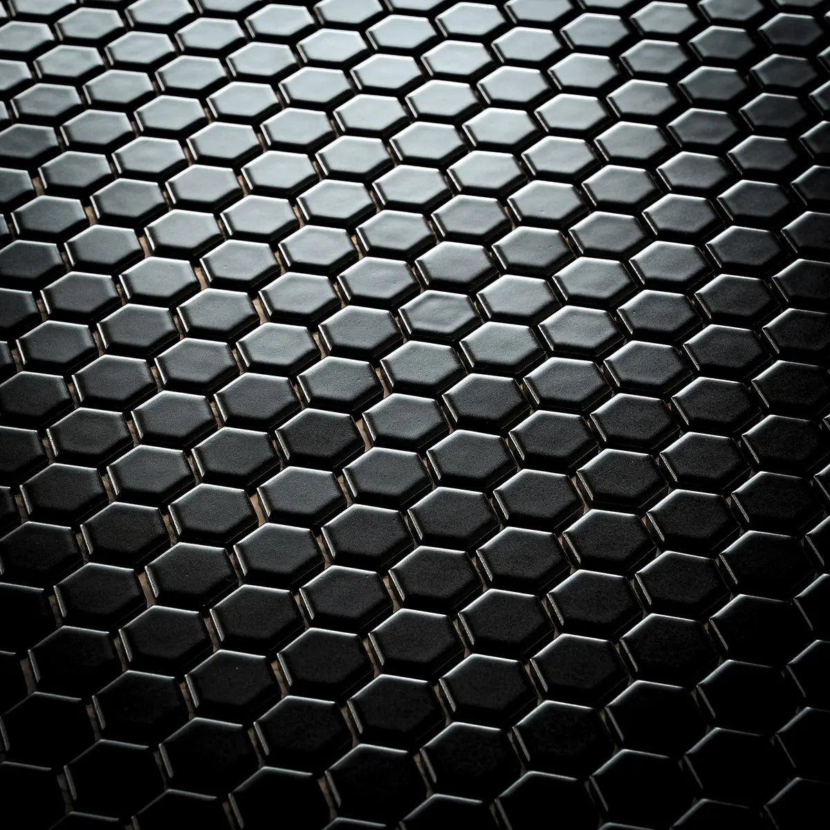 1'' Black Matte Hexagon Porcelain Mosaic | Tile Club