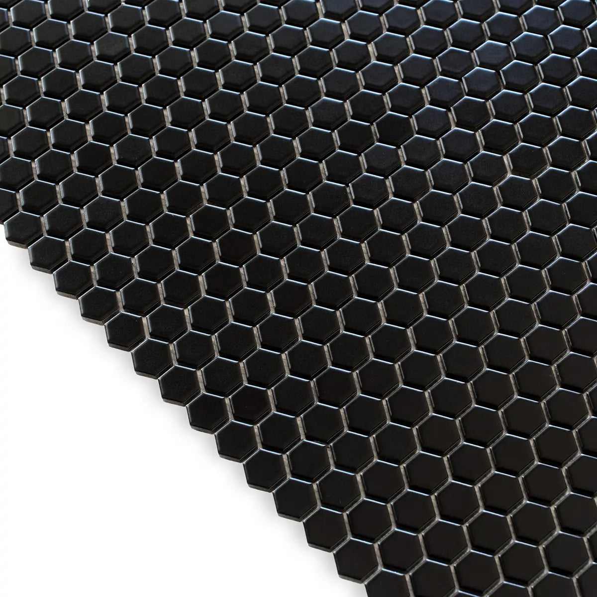 1'' Black Matte Hexagon Porcelain Mosaic | Tile Club