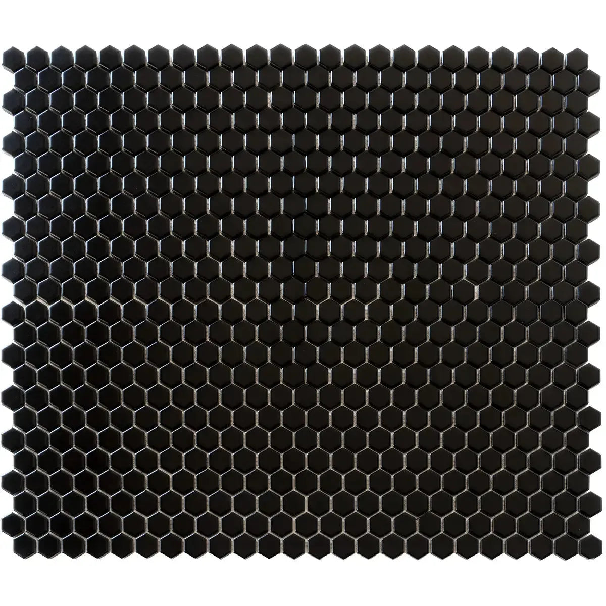1'' Black Matte Hexagon Porcelain Mosaic | Tile Club