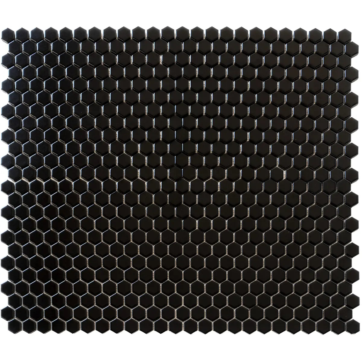 1'' Black Matte Hexagon Porcelain Mosaic | Tile Club