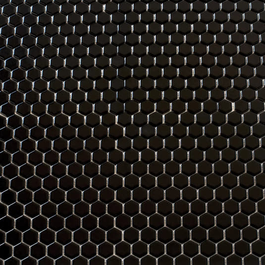 1'' Black Matte Hexagon Porcelain Mosaic | Tile Club
