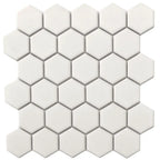 2'' White Matte Hexagon Porcelain Mosaic