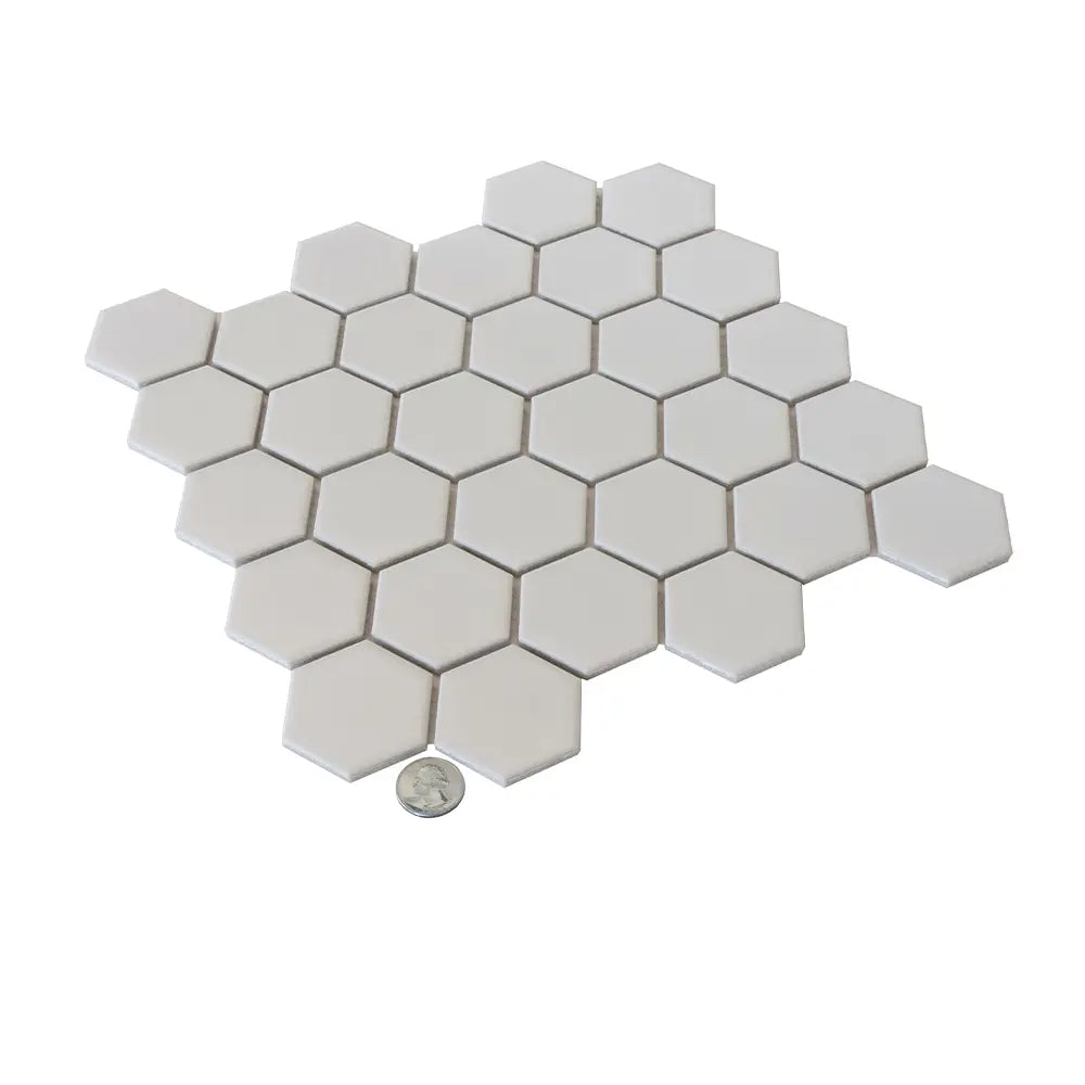 2'' White Matte Hexagon Porcelain Mosaic