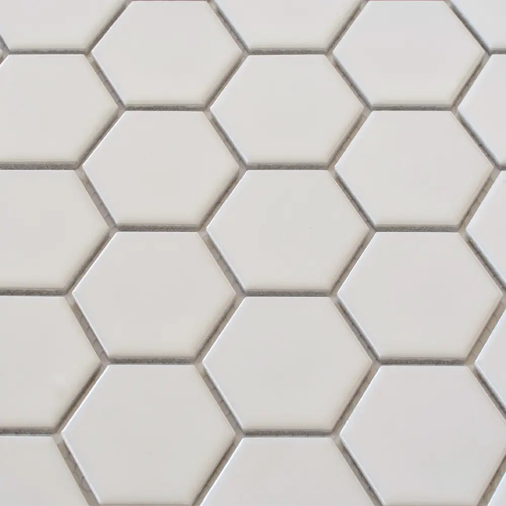 2'' White Matte Hexagon Porcelain Mosaic