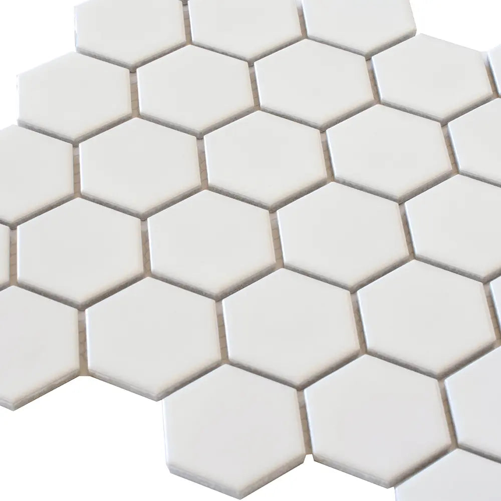 2'' White Matte Hexagon Porcelain Mosaic