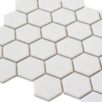 2'' White Matte Hexagon Porcelain Mosaic
