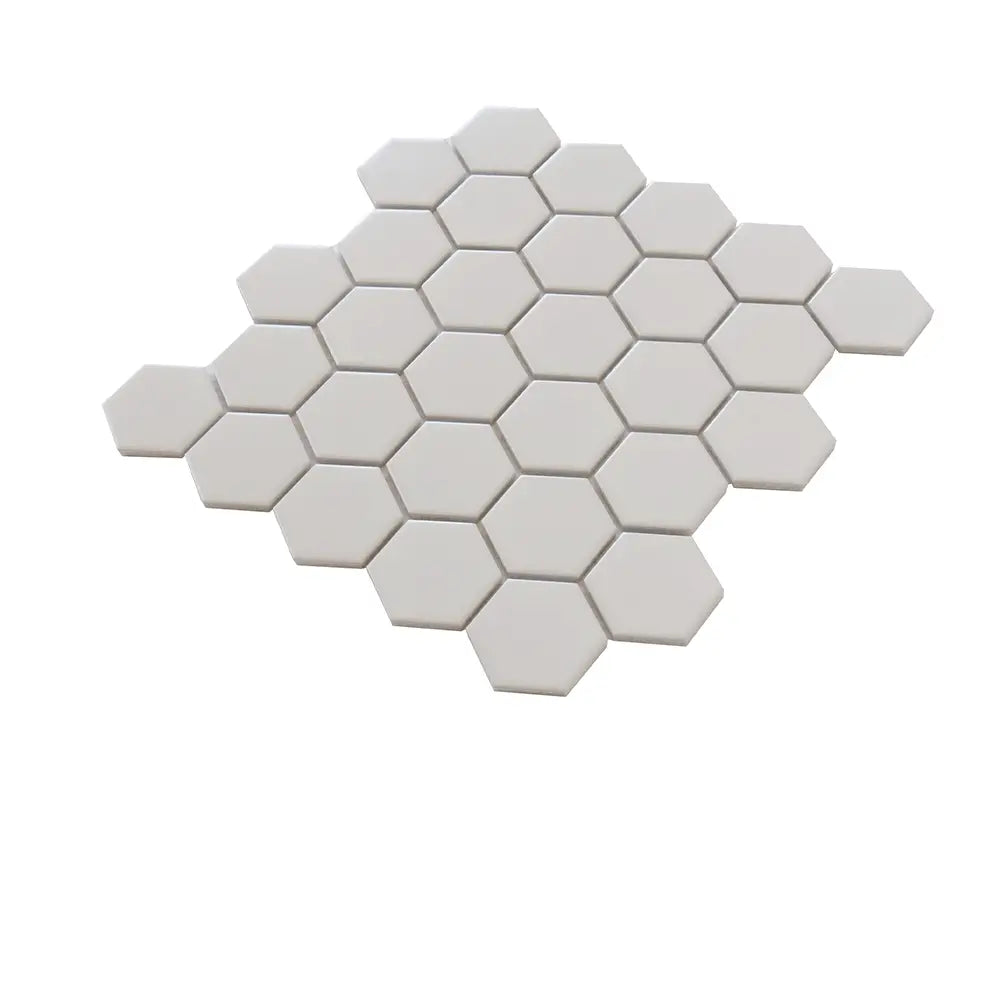 2'' White Matte Hexagon Porcelain Mosaic